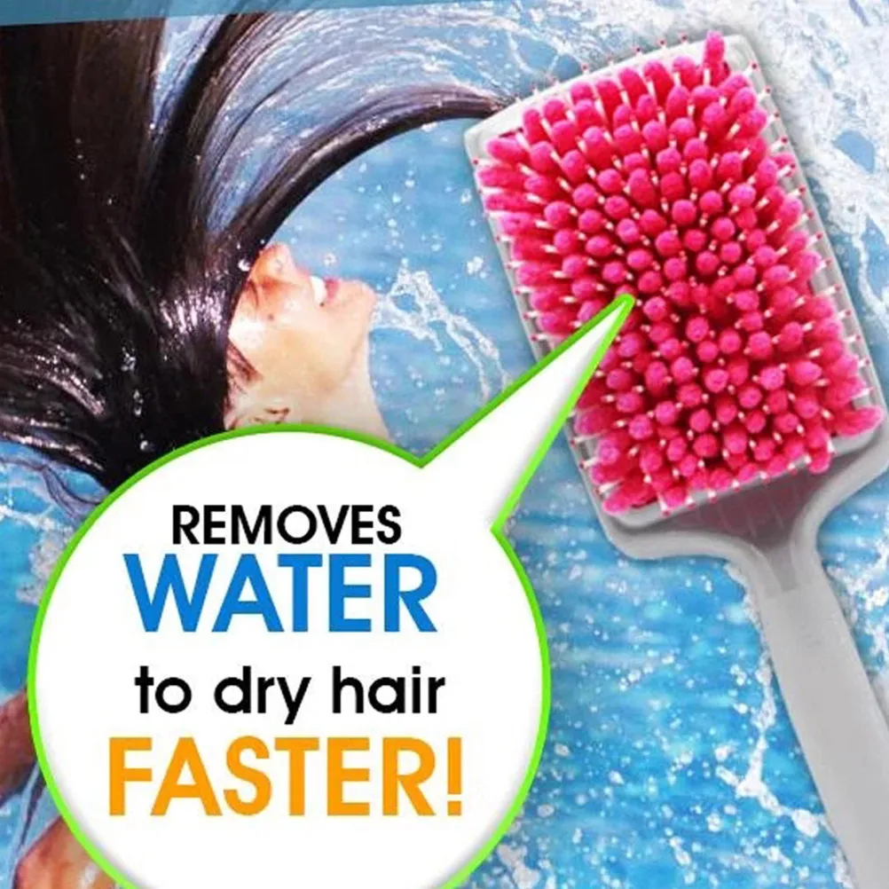 

Absorbent Hair Drying Comb Pink Microfiber Bristles Paddle Brush Reduces Drying Time Half Ideal for Medium Length Hair