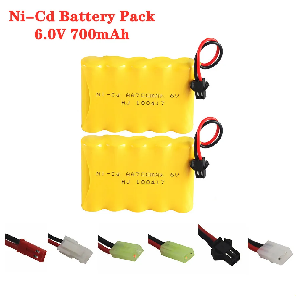 AA 6v 700mah Ni-Cd Battery For Rc Toys Cars Boats Guns Tanks Robots Parts 5* AA 1.2v Rechargeable Battery Pack 2pcs/Packing