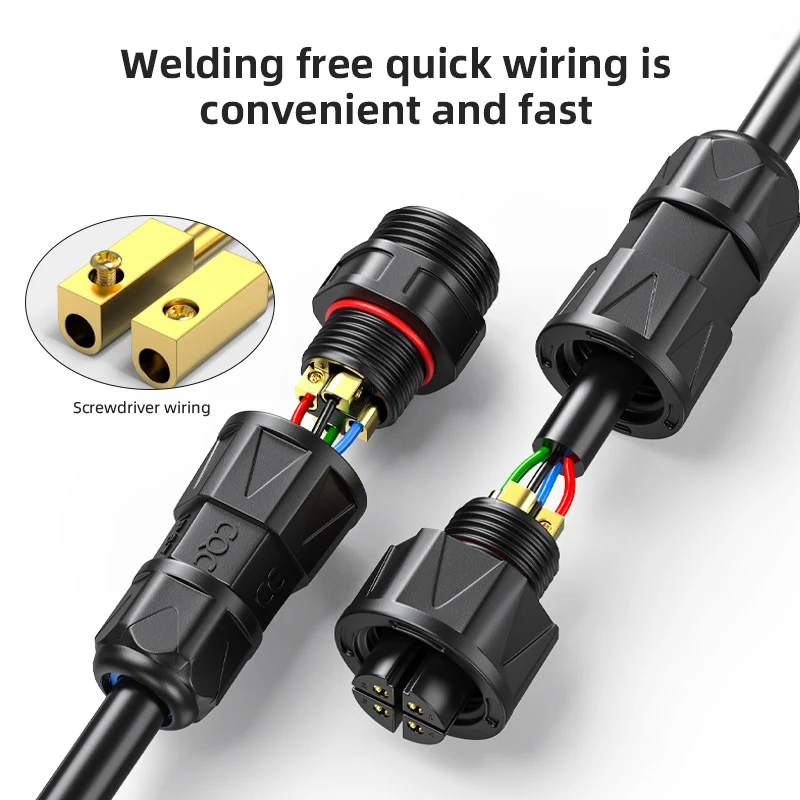 Waterproof M19 Solderless Connector 500V 20A 2 3 4 Pin Aviation Plug Industrial Male Female Docking Screw Lock Wire Connectors