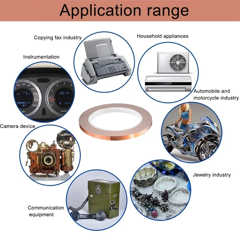 3/5/8/10/15mm Single Side Conductive Copper Adhesive Foil Tape For EMI Shielding Stained Glass Paper Circuit Electrical Repair