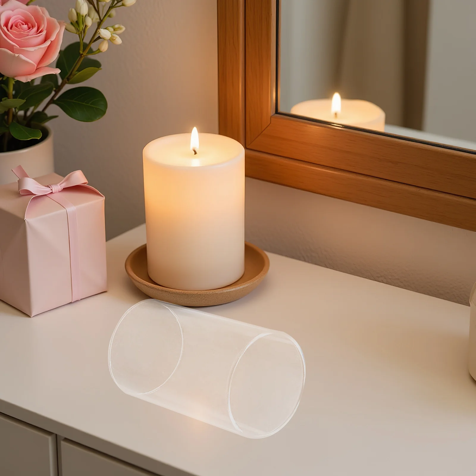 Paralume per pilastro porta cilindro antivento con copertura in vetro trasparente per portacandele a cilindro decorativo centrotavola da tavolo