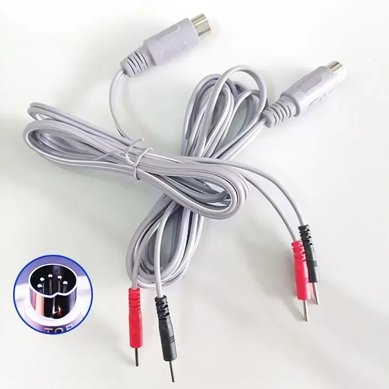 

5pcs 2.5m 5pin One Drag Two EMS Muscle Stimulator Electrode Lines,Mid Frequency Therapy Instrument/Weight Loss Device Accessorie