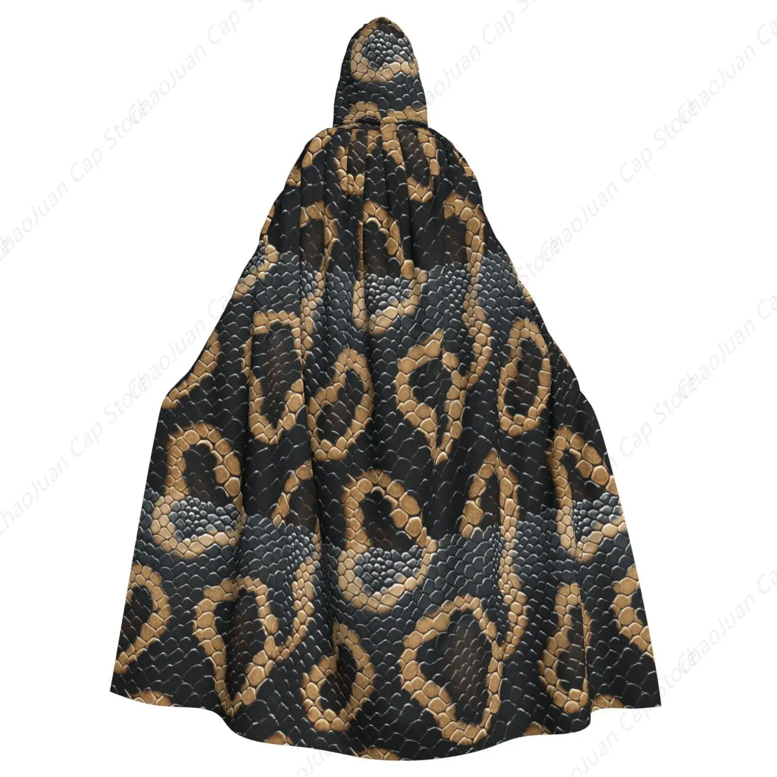 Snake Pattern Hooded Robe Cloak Men and Women Adjustable Tie for Halloween Party Cosplay Costume