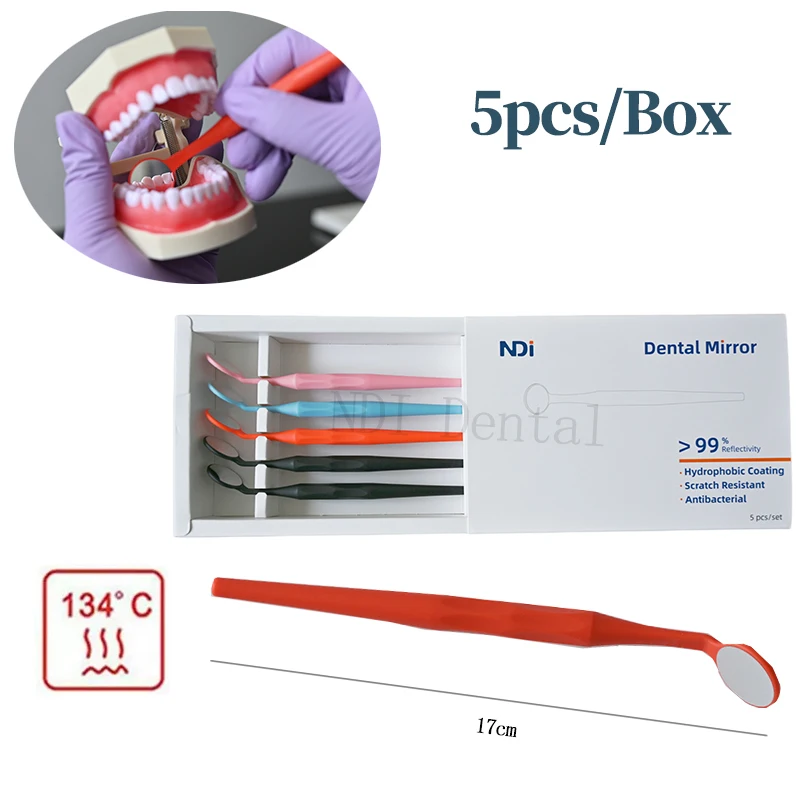 

5pcs/Box Dental Mouth Mirrors With Handle Autoclavable Oral Mirror Handle Design Anti-Fog Coating Dentistry Tools