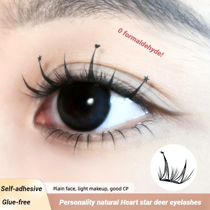 자체 접착 가짜 속눈썹 클러스터 확장 부드러운 얇은 속눈썹 은은한 메이크업을 위한 보이지 않는 밴드 간편한 적용