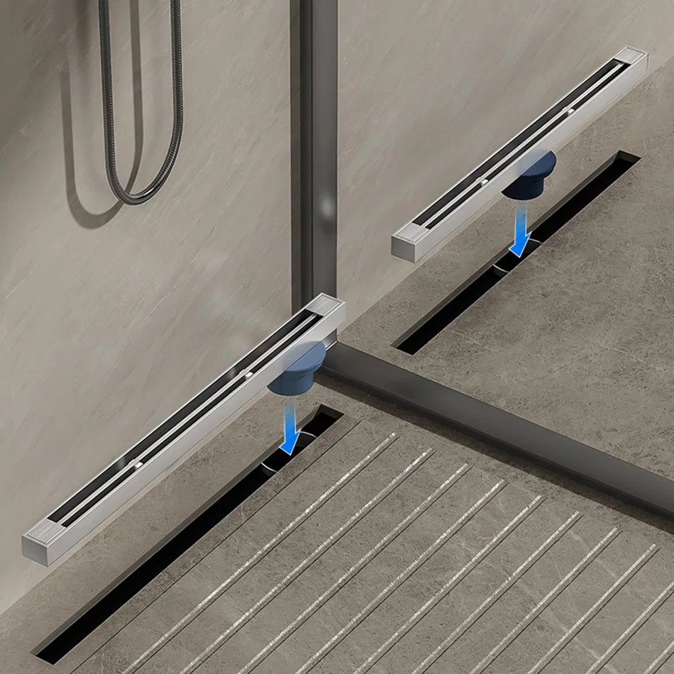 نحى الطابق استنزاف 304 الفولاذ المقاوم للصدأ سميكة ضيقة WC الحمام دش طويل الخطي الصرف قطاع مصارف أرضية جانبية 3.2 سنتيمتر