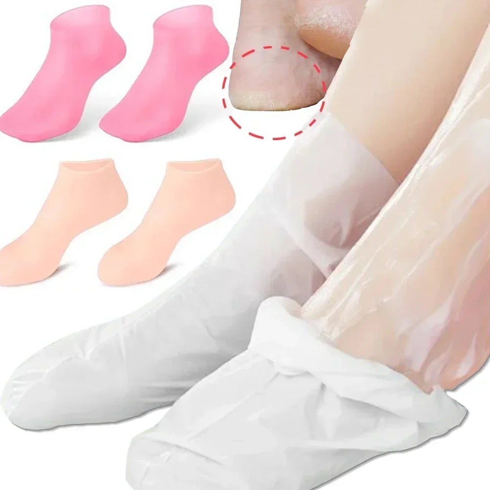 Silicone Protective Moisturizing Socks Foot Cover Skin-Friend Spa Massage Moisturizing Gel Socks for Dry Cracked Feet Foot Care