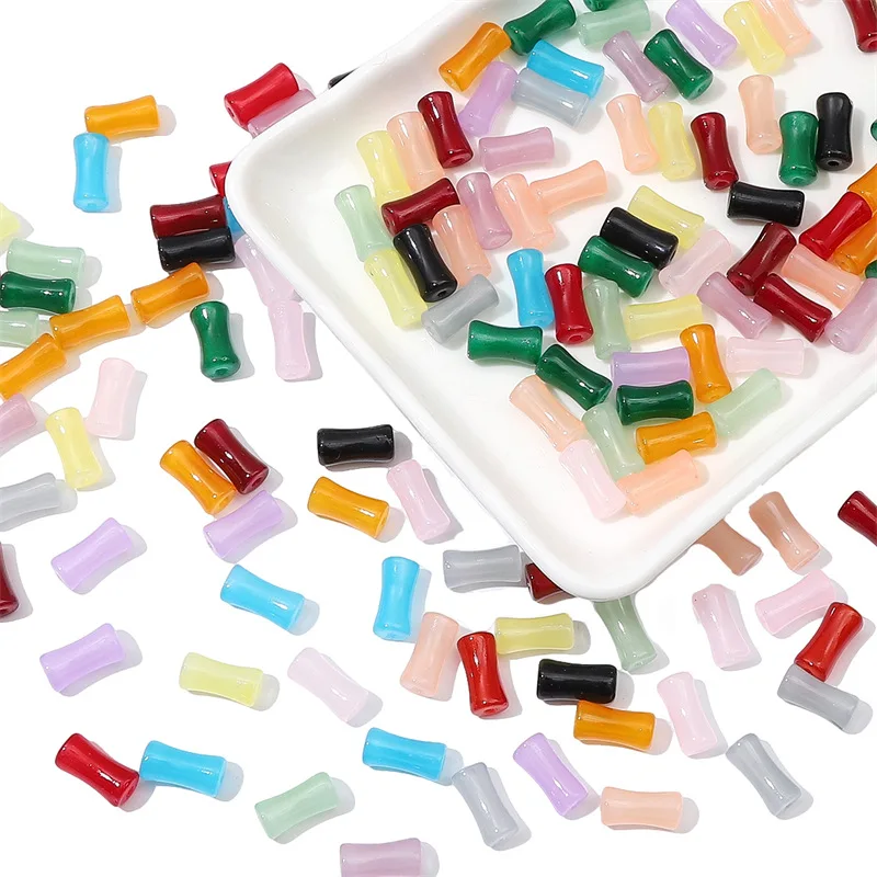 Glass dyed with golden bamboo beads 6x12mm multi color antique style ink wash beads Charm DIY Handmade Bracelet Material