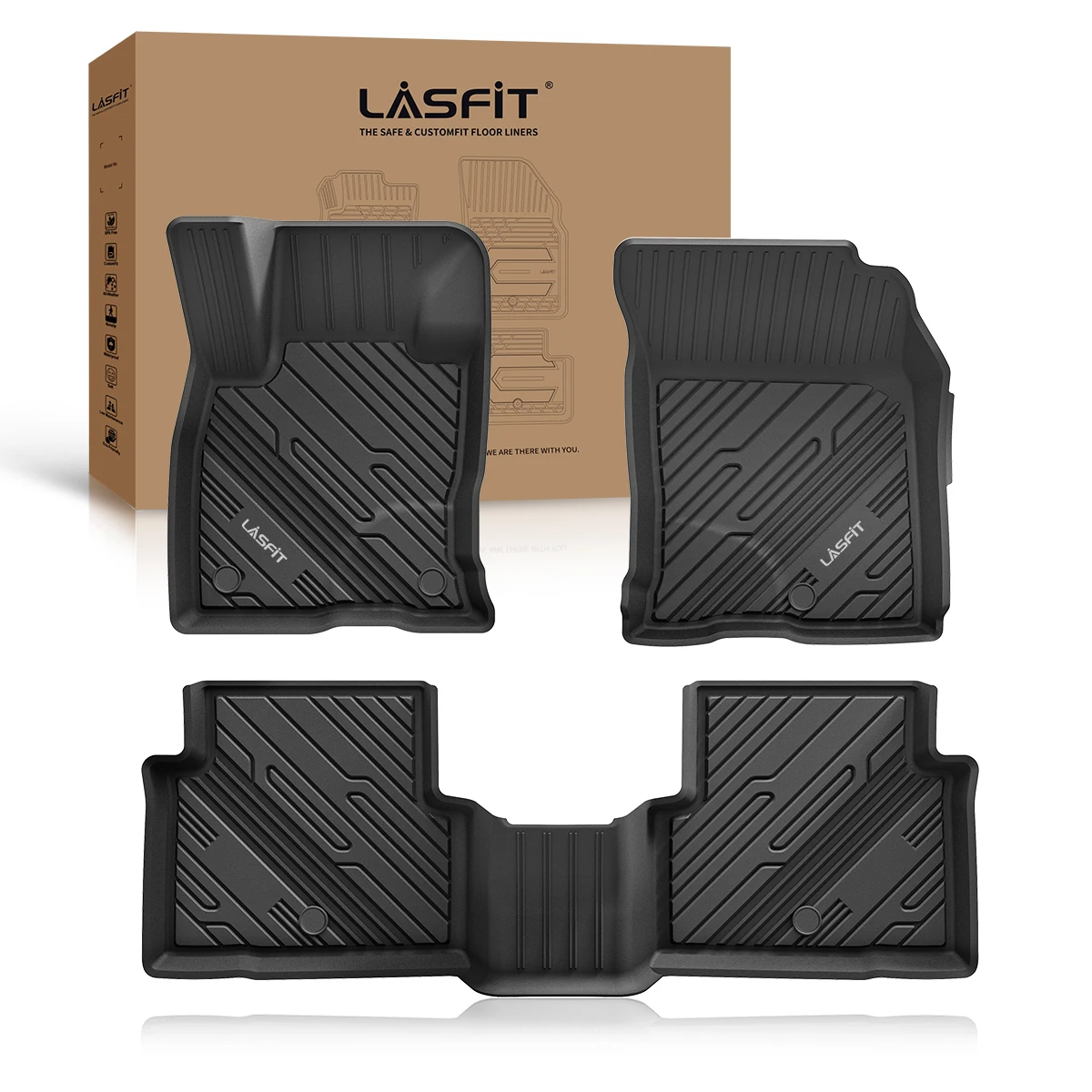 

LASFIT Floor Mats fit for Ford Bronco Sport 2021-2024 ( Fit For Vinly Floor and Carpet Floor) 1st & 2nd Row TPE Car Liners Set