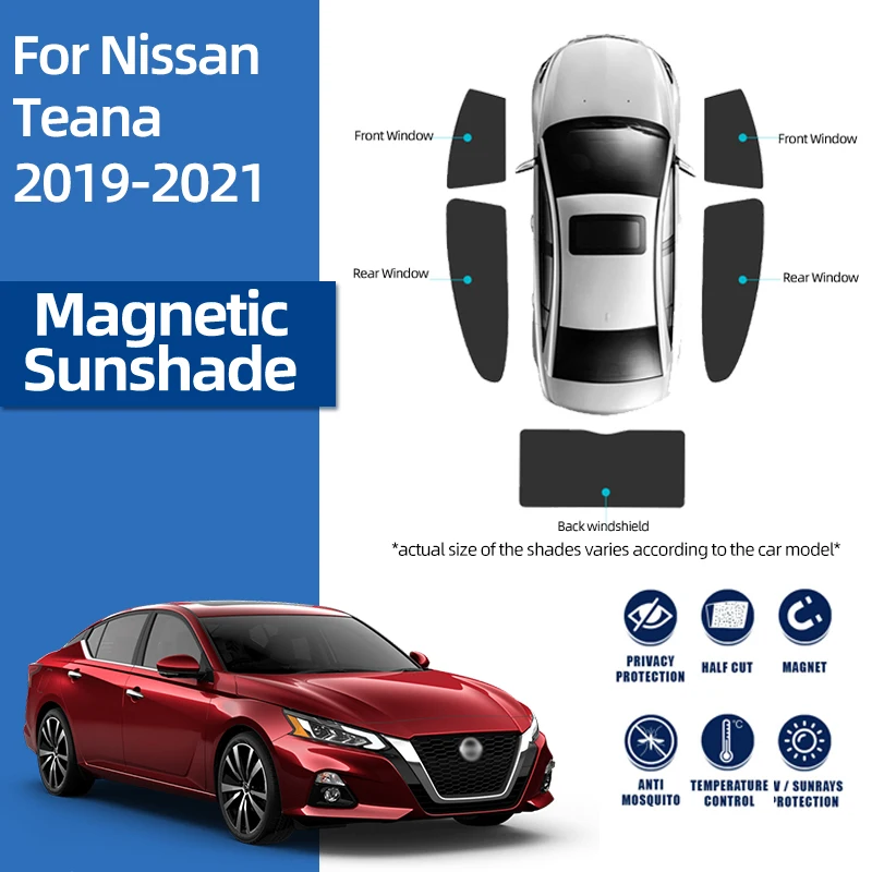 For Nissan Altima L34 2019-2024 Magnetic Car Sunshade Shield Front Windshield Curtain Rear Side Baby Window Sun Shade Visor