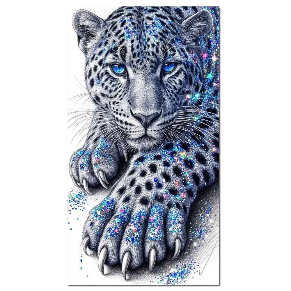 

DIY Diamond Painting Blue Leopard Picture Of Rhinestones Diamond Mosaic Animal New Arrival Handicraft For Home Decor Gift