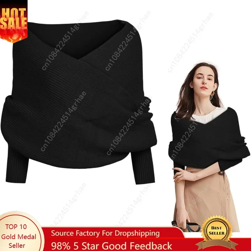 

Knitted Scarf with Sleeves for Women, 2025 New Shawl with Sleeves Fall Sweaters for Women