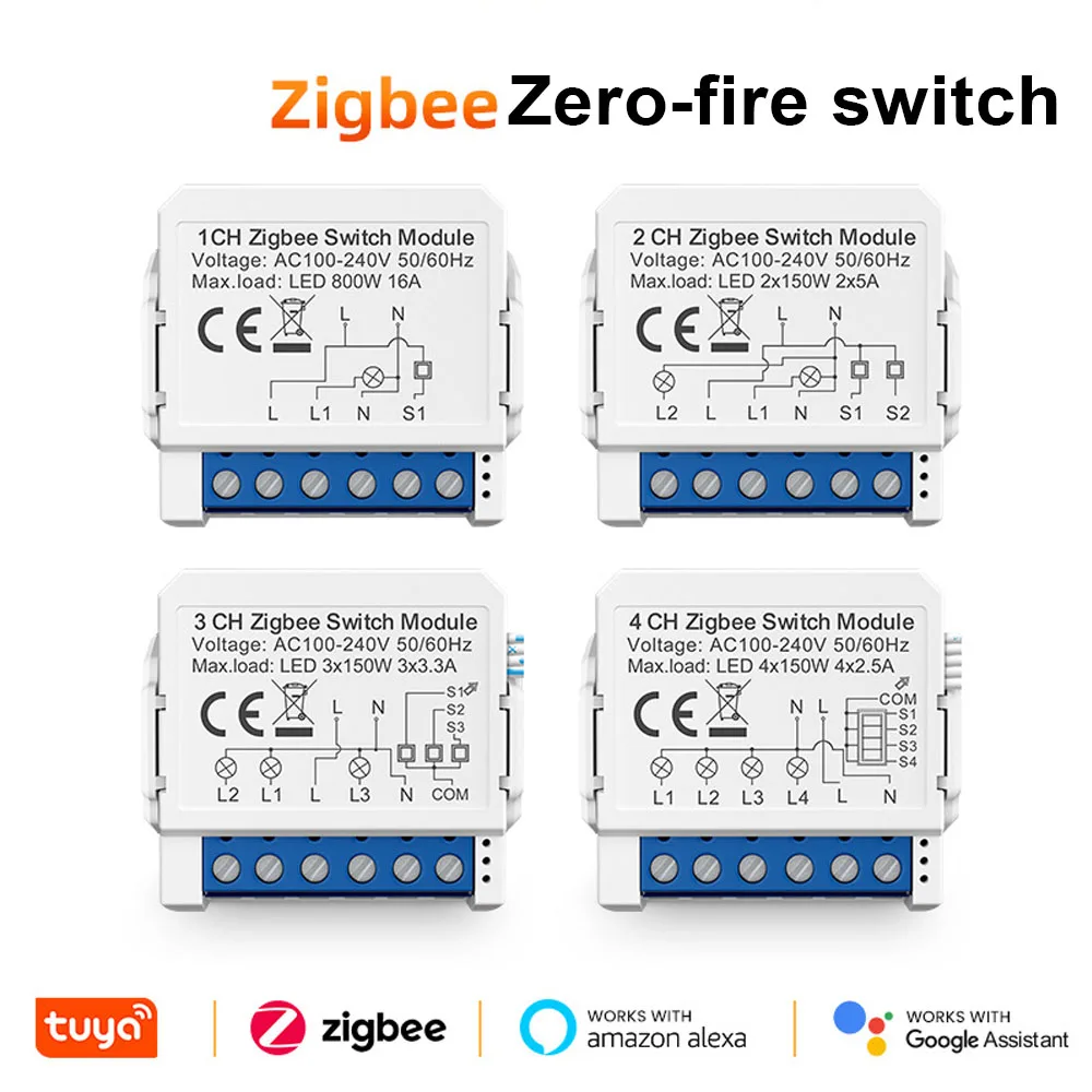 ZigBee toggle switch mini module with 1/2/3/4 channels for dual control, remote control, graffiti-style intelligent circuit brea