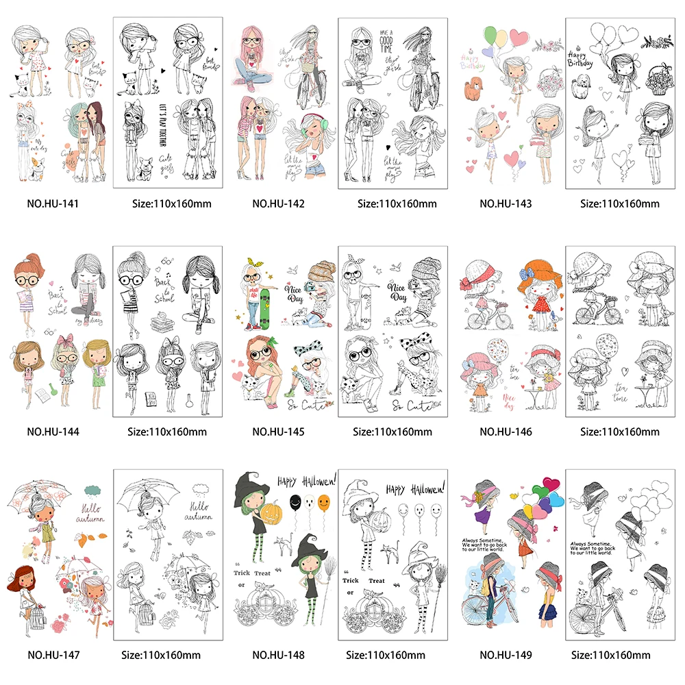 Cartoon girl Cute / Fashion Girls Clear Stamps For DIY Scrapbooking Decorative Card Making Crafts Fun Decoration Supplies