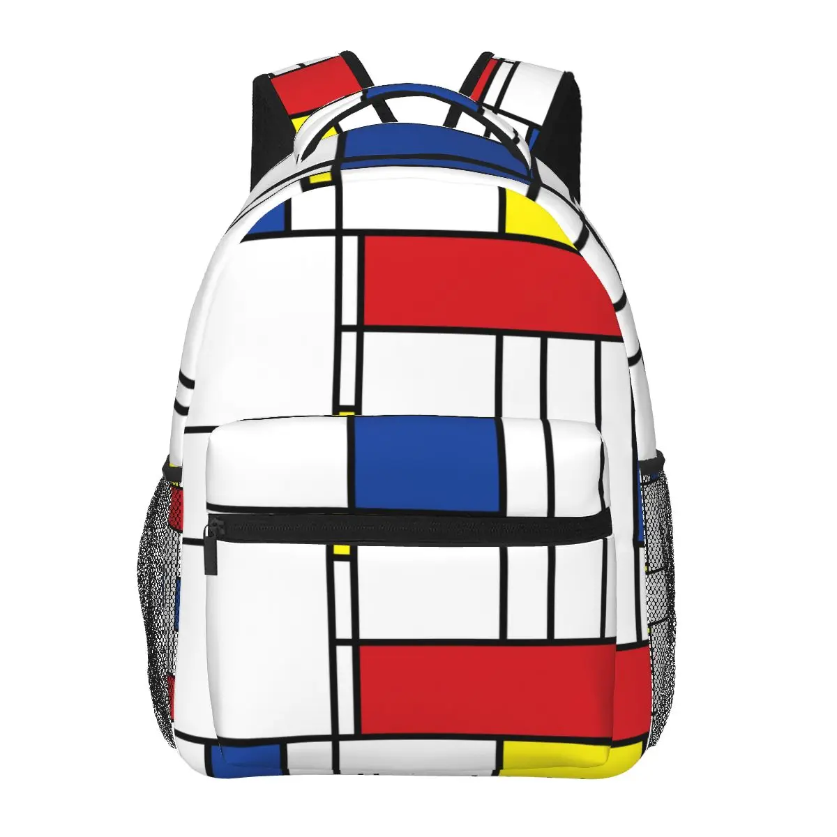 Mondrian Minimalist de Stijl เป้สะพายหลังศิลปะสมัยใหม่กระเป๋าหนังสือเด็กหญิงเด็กชายนักเรียนกระเป๋านักเรียนลายการ์ตูนกระเป๋าเป้ใส่แล็ปท็อปกระเป๋าสะพายไหล่