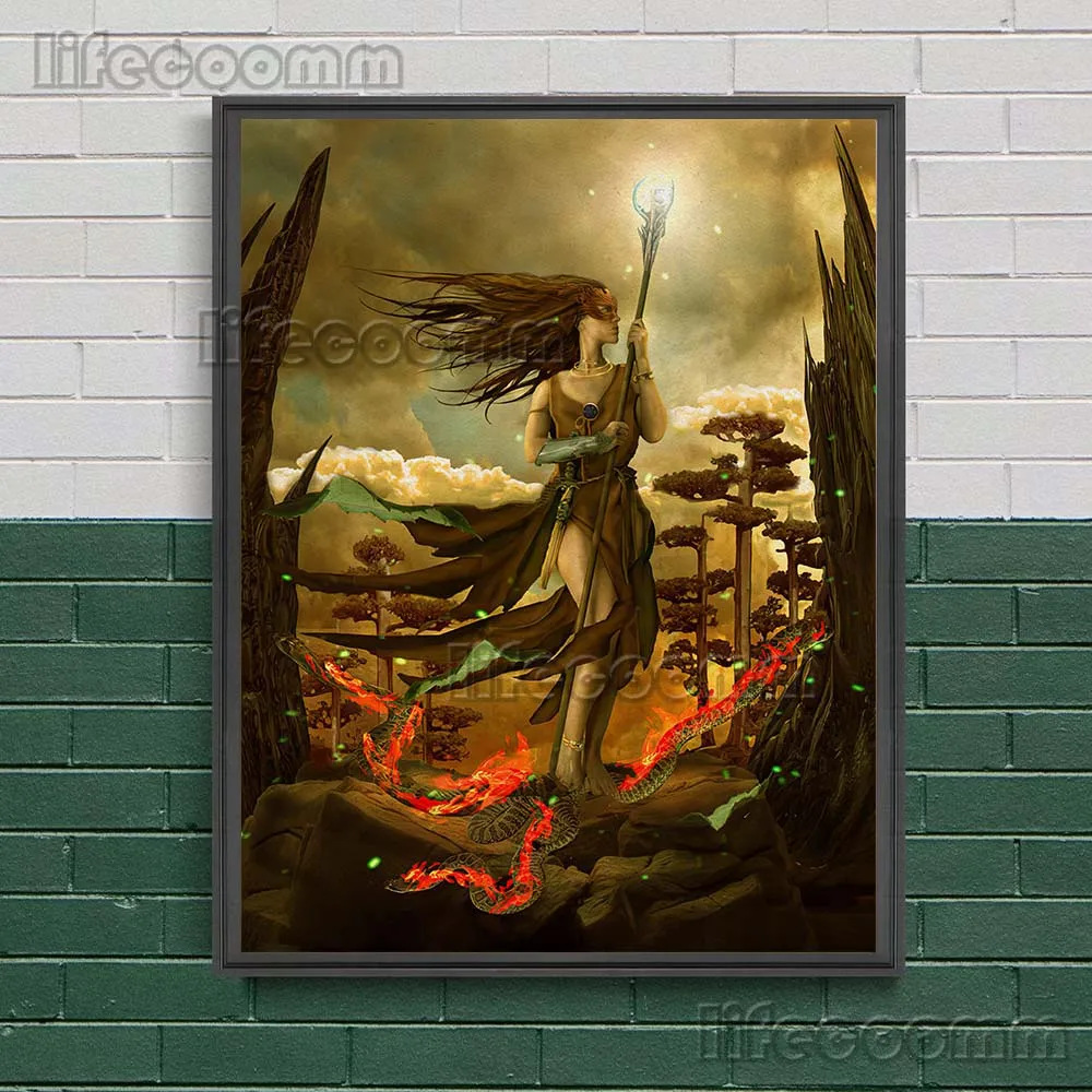 Dark Spirit Witch And Flirtatious Succubus Vintage Wall Art Canvas Painting Natural Element Witch Art Poster And Print Decor