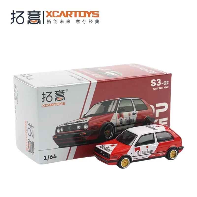 XCARTOYSGolf Rally Golf GTI Mk2- Red and White Color miniature 1:64 Boys collection Alloy car model display for children's gifts