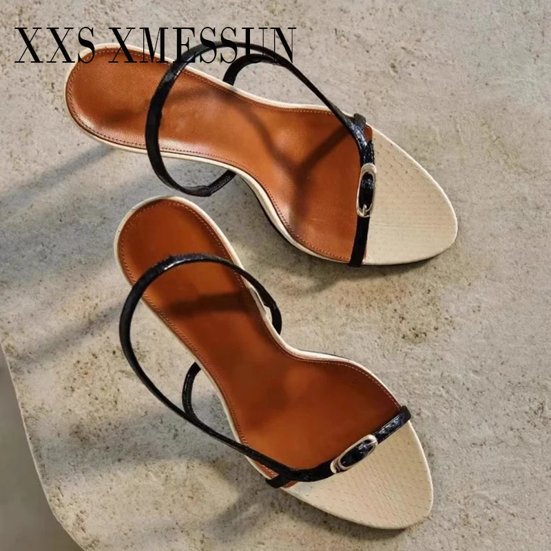 

XXS XMESSUN 2026 Новые модные босоножки с пряжкой и открытой пяткой, на высоком каблуке, черные, для женщин, для свадьбы и выпускного вечера, Zapatos Mujer