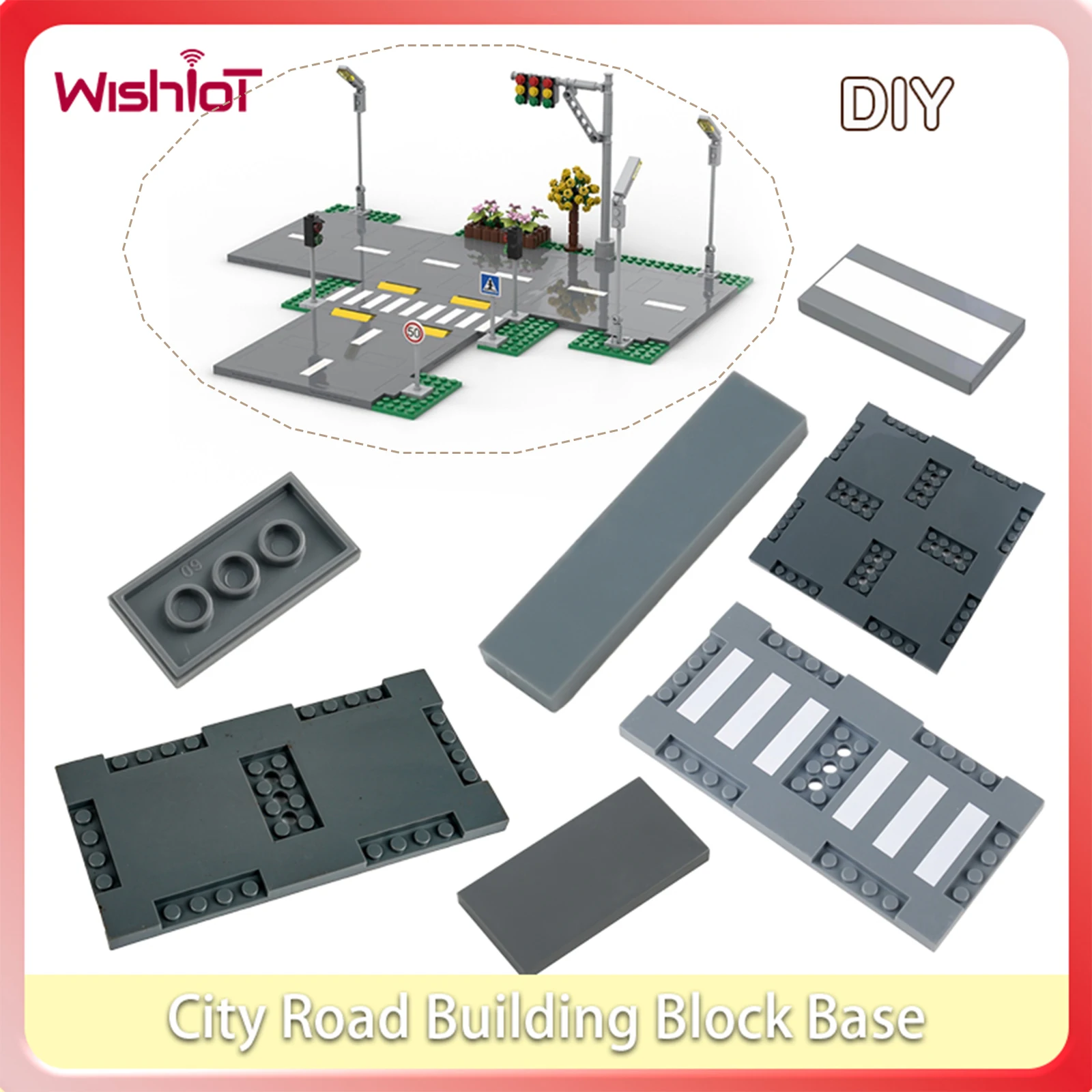 Building Blocks City Road Street Baseplate Bricks Pedestrian Crossing Base Compatible with  Puzzle Toys 60301 60304 69915 71772