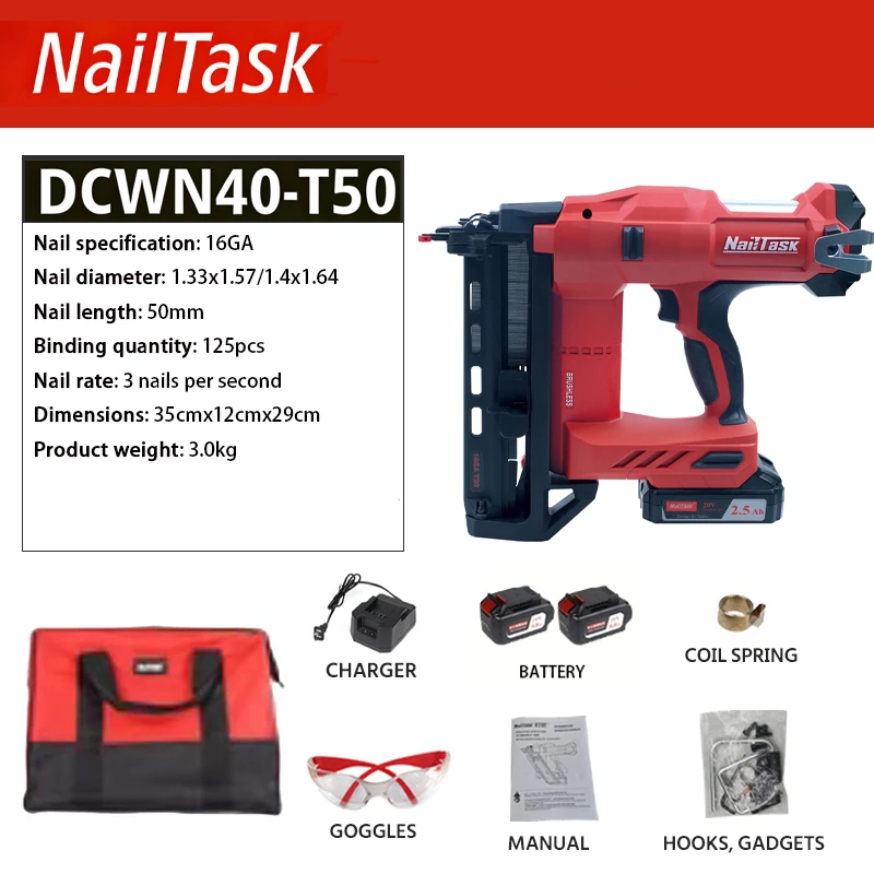 

T50-Nailtask Прямой гвоздезабиватель для отделки столярных работ Идеально подходит для обрамления, панели и других деревянных конструкций