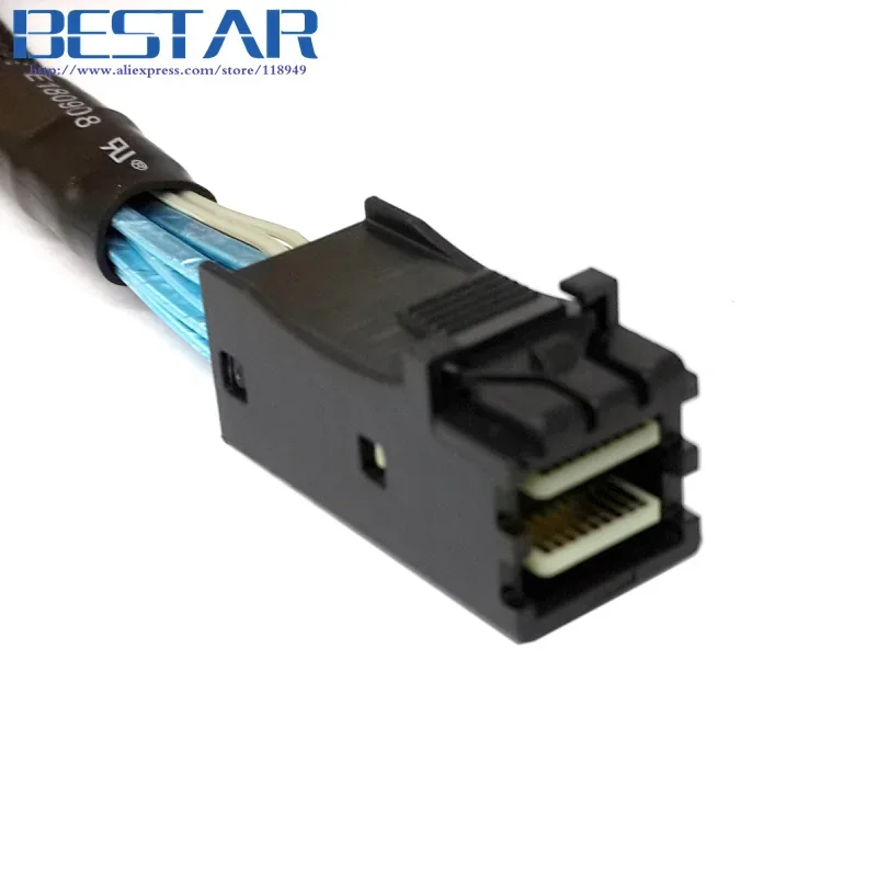هدف داخلي صغير SAS SFF-8643 إلى 4 SATA 7pin قرص صلب مضيف 6 جيجابت في الثانية كابل غارة لخادم البيانات 50 سم