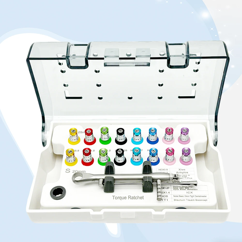 

Dental Implant Universal Screwdriver Hand Driver with Torque Wrench Prosthetic Fixation Kit Sterilizable Tool