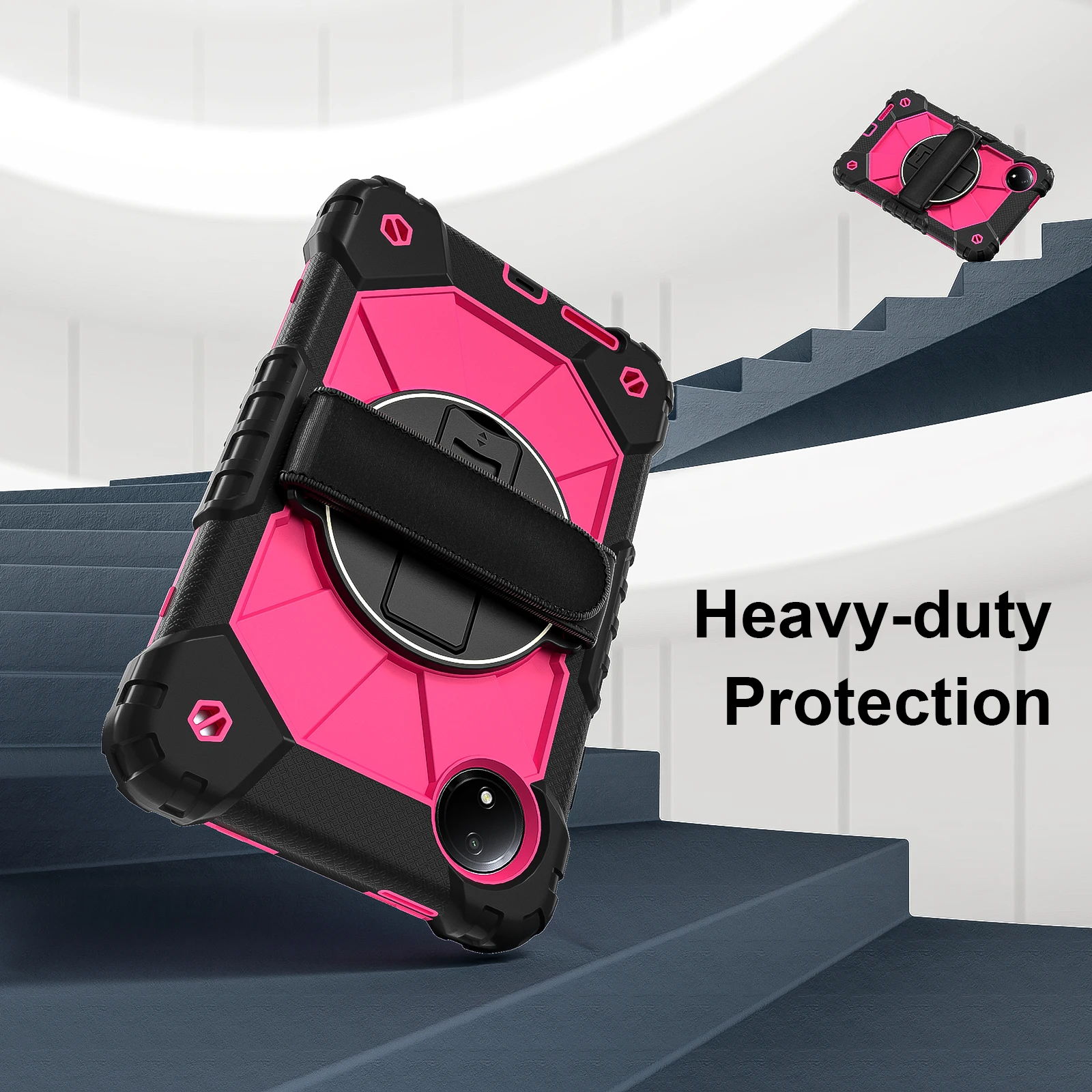 ل Redmi pad SE 8.7 "pad pro mi poco pad 12.1" حافظة كمبيوتر لوحي مقبض دوران حامل غطاء متين مقاوم للصدمات مع قوس قابل للطي