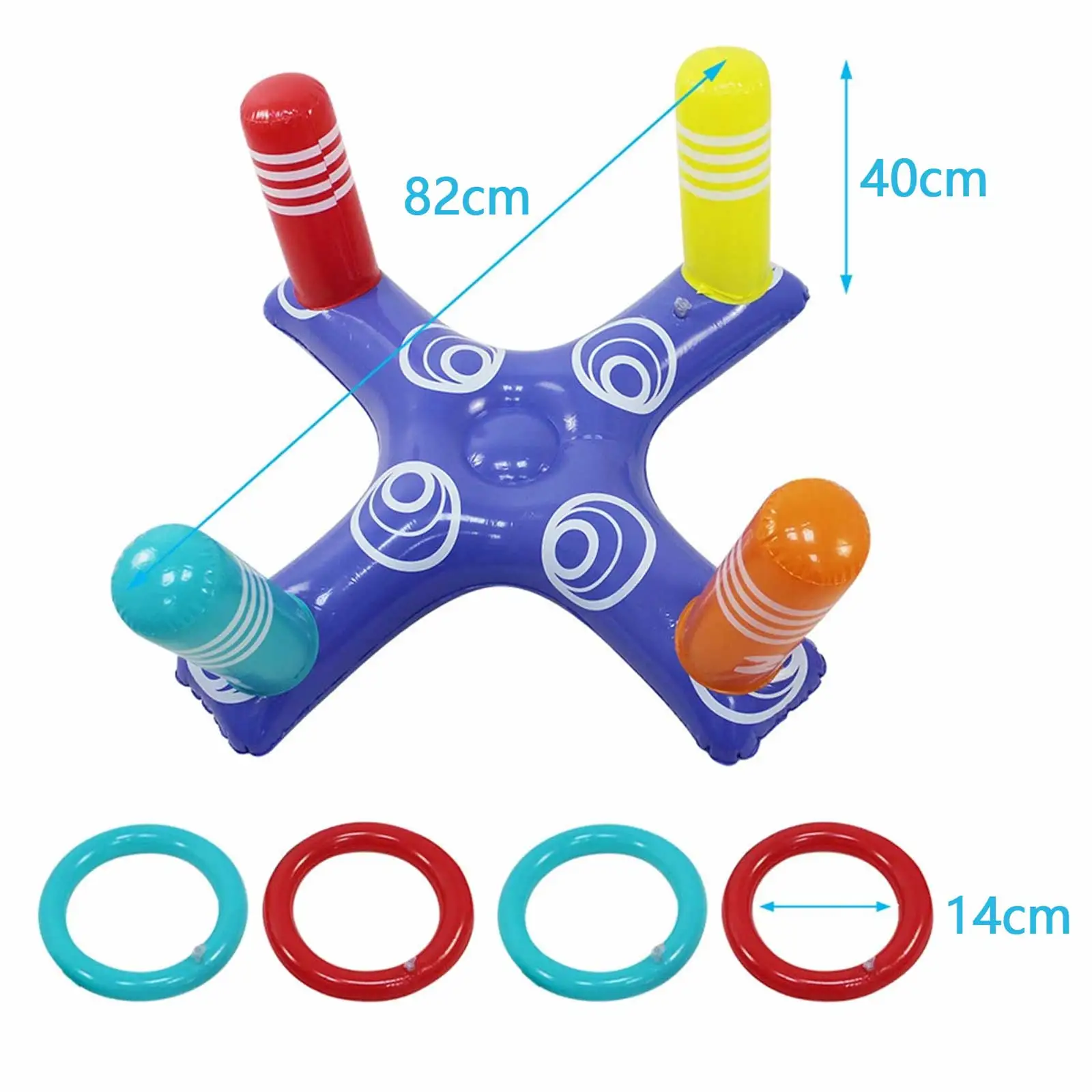 Inflatable Ring Toss Game Toys Kit with 4pcs Floating Rings for Water Beach Outdoor Fun Play Game Swimming Pool Party Favors