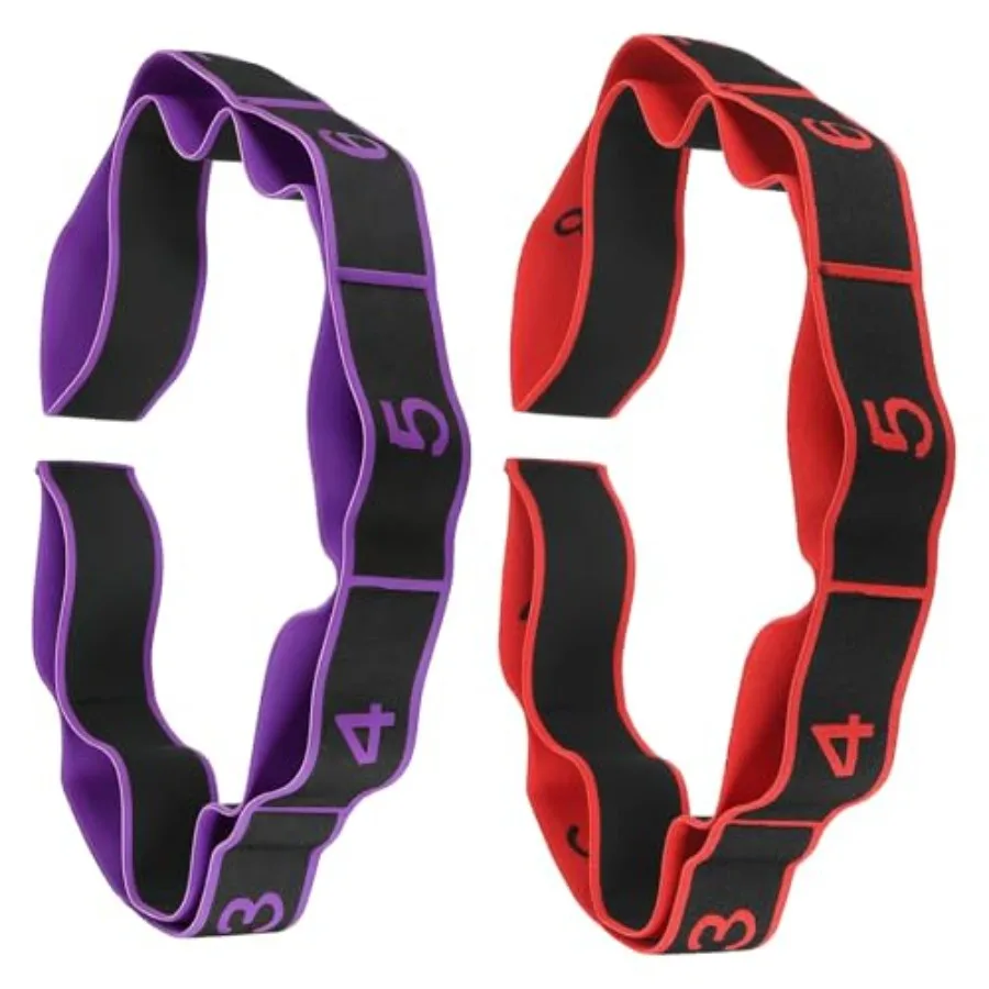 

2 Pcs Fitness Resistance Band for Stretching and Yoga, Number Stretch Resistance Band with Clear Markings, 8-Section Elastic Tr