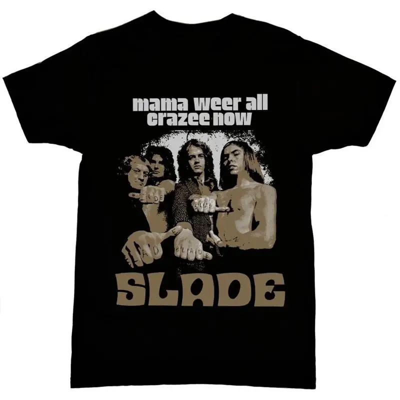 Slade Herren T-Shirt Schwarz Baumwolle Alle Größen 1F1575