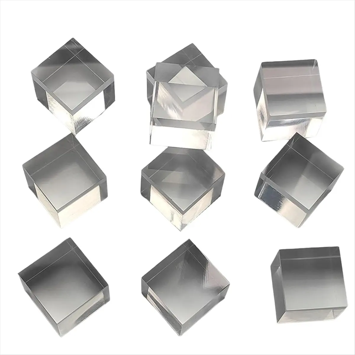 |NEWABAG|10 Pcs 1inch X 1inch X 1inch Clear Acrylic Square Squares Blocks - All Sides Polished, Plastic Square Rod Peg