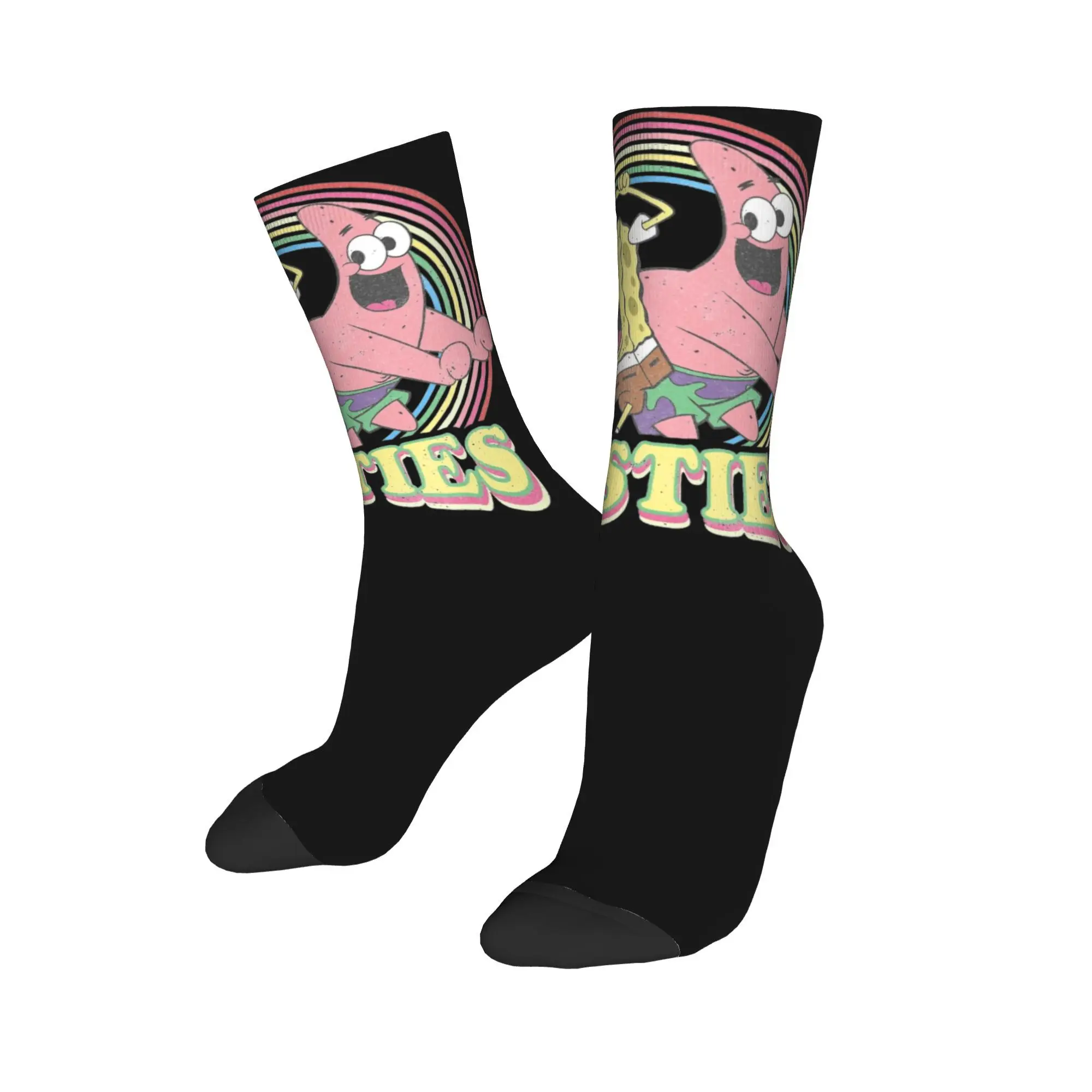 SpongeBobed Patrick Star Besties Printing Socks Merch for Party Wear Breathable Best Friends Dress Socks