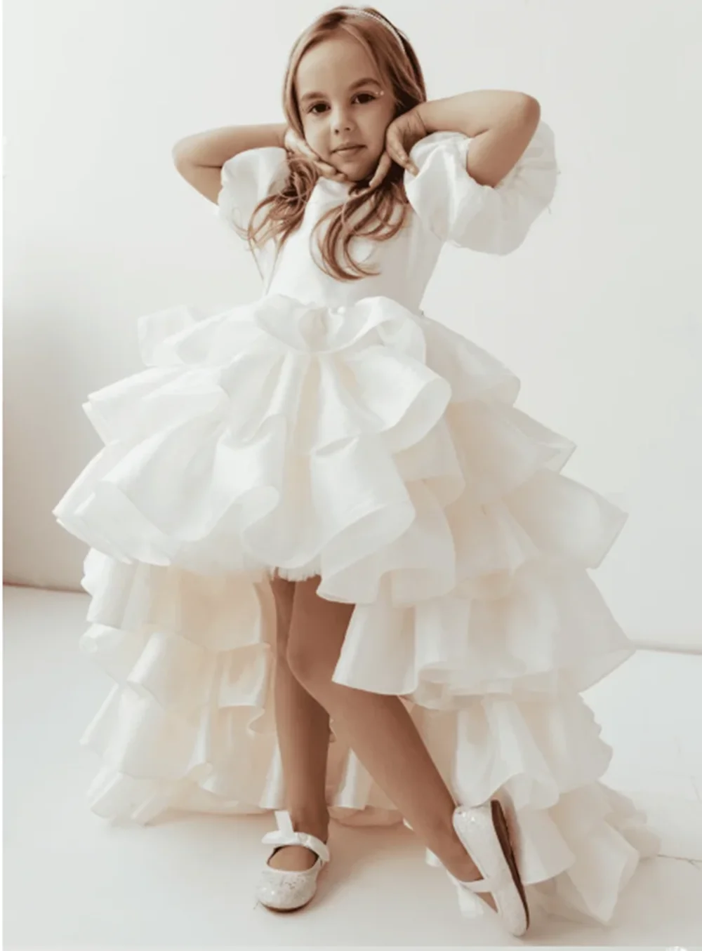 Flower Girl Dresses Tulle Gown Baby Kids Wedding Party Dress Cute Baby Girl Birthday Evening Party Dress