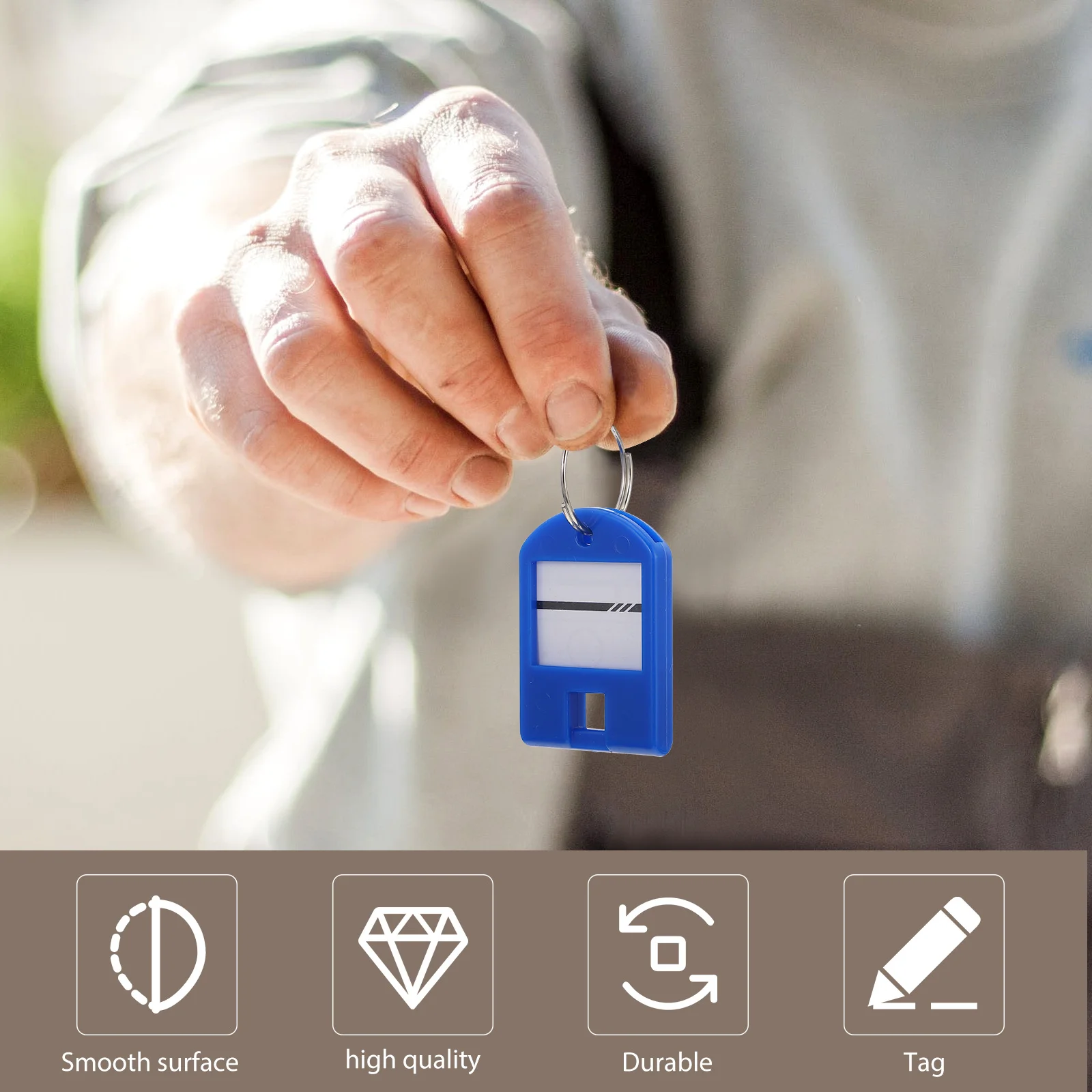 50 قطعة العلامات الرئيسية البلاستيك مفتاح معرف تسميات قابلة لإعادة الاستخدام غير قابل للصدأ سبليت حلقة سلاسل المفاتيح للأمتعة فندق رياضة ساونا عنبر #1