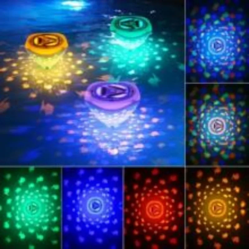 1Pcs Colorful Floating Lights Waterproof Fish Projector Lamp Floating Swim Pool LED Light RGB Flashing Bathtub Light Kids Gifts