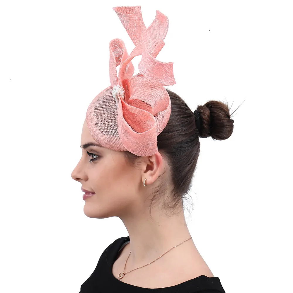 Sinamay Fascinators for Women Elegant Cocktail Wedding Party Church Headpiece Fashion Headwear Formal Feather Hair Accessories