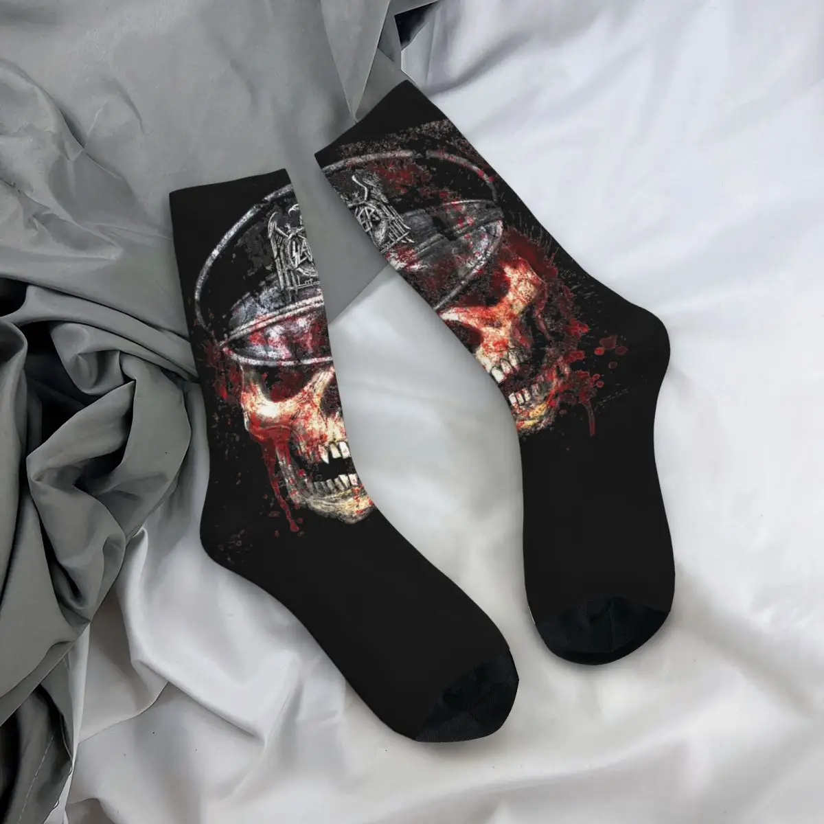 Colorful Slayer Band Sports Socks Polyester Middle Tube Socks for Unisex Breathable