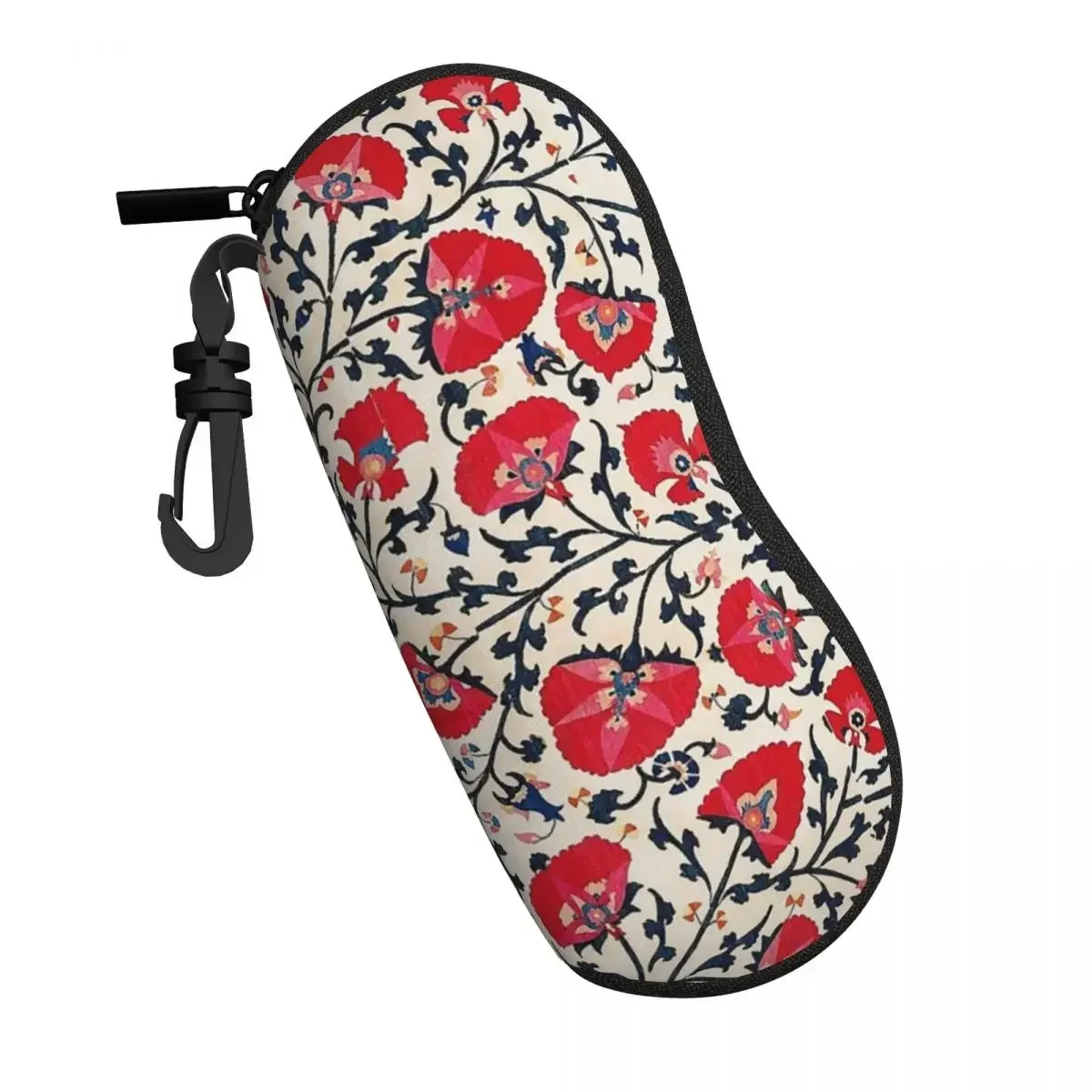 

Custom Shakhrisyabz Suzani Uzbekistan Floral Embroidery Print Eyeglass Glasses Case Soft Protector Portable Sunglasses Box Pouch