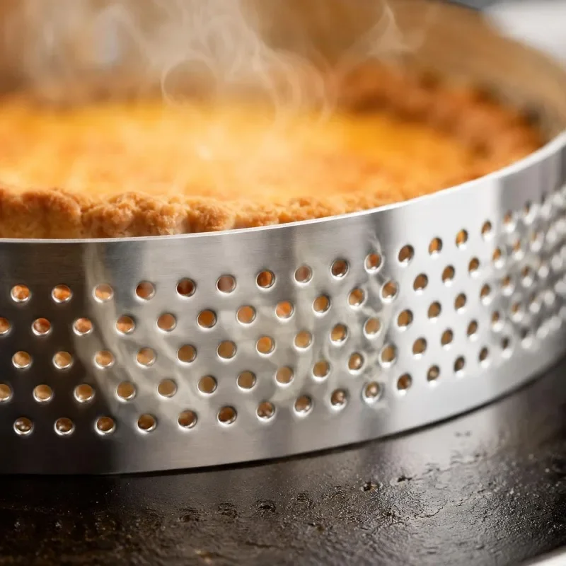 20-1PCS 430 Stainless Steel Round Perforated Tart Rings Mousse Cake Molds 5/6/8/10CM Pastry Ring for Fruit Tart Egg Tart Baking