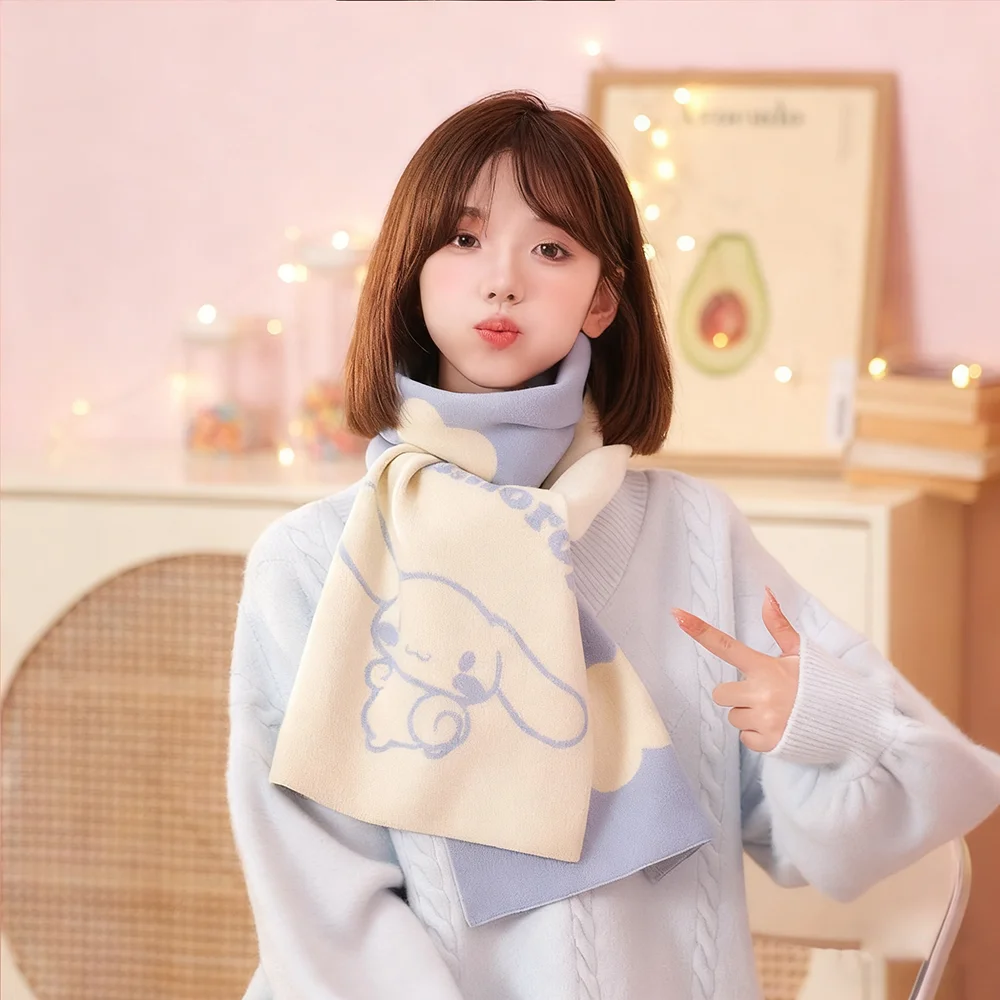

Miniso Sanrio genuine authorized Knitted scarf cute cartoon girl heart warm and comfortable Hello Kitty Kuromi scarf