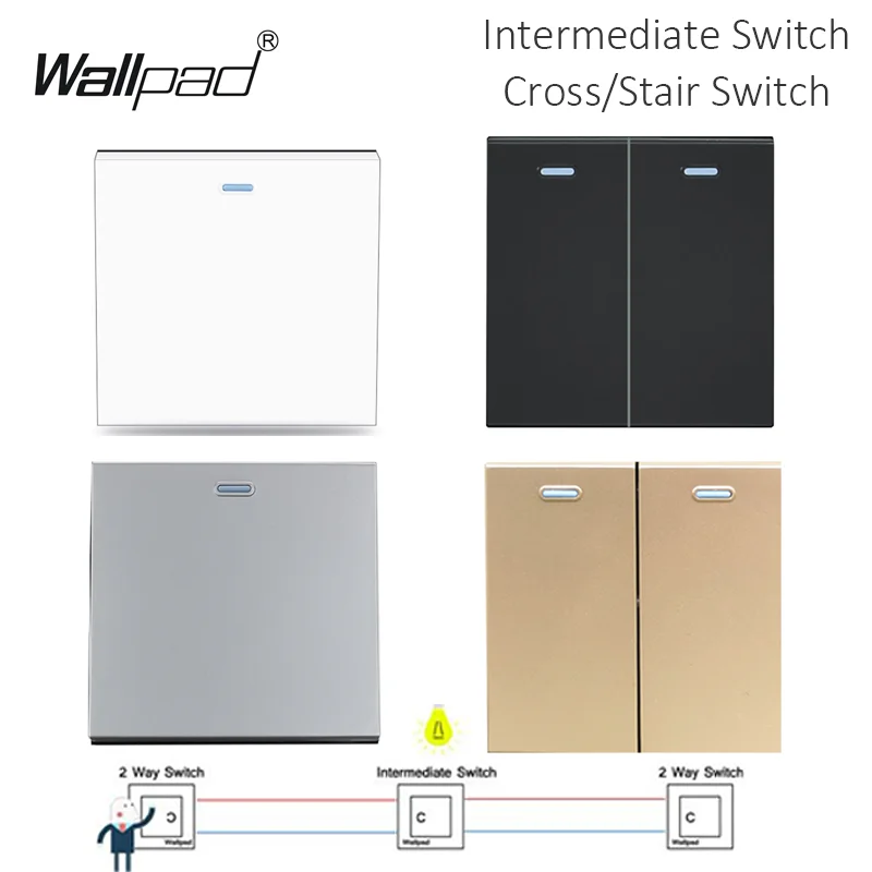 1/2 Gang Intermediate Cross Stair Switch, Multi Way Wall Light Switch DIY Free Modular, 3 Switches Control One Light