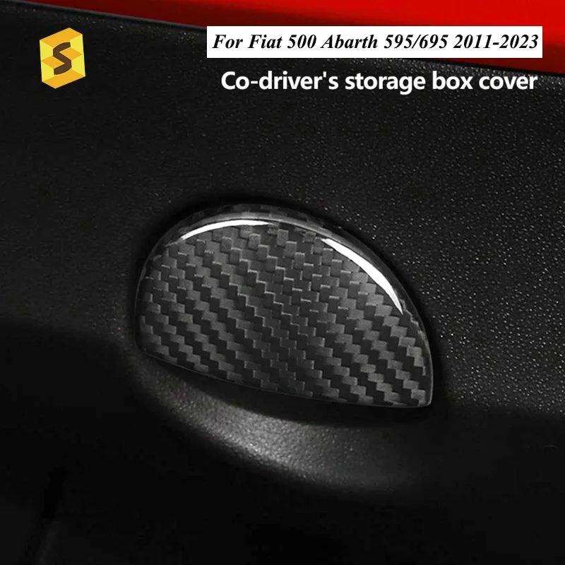 

Real Hard Carbon Fiber Co-driver's Storage Box Cover Trim Sticker For Fait 500 Abarth 595 695 2011-2023 2022 2021 2020 Upscale