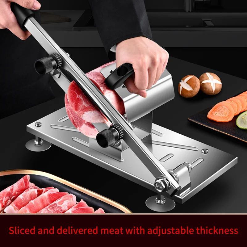 

Home Kitchen Frozen Meat Slicer Manual Stainless Steel Lamb Beef Cutter Slicing Machine Automatic Meat Delivery Nonslip Handle