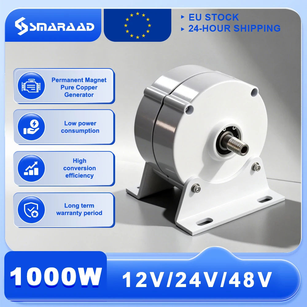 Generador de imanes permanentes sin engranajes de 1000W para entrega en Polonia, turbina de baja velocidad 12V 24V para uso doméstico con energía de agua y viento