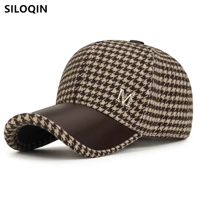 

Snapback Cap Winter Women's Hat Lattice Woolen Cloth Warm Baseball Caps Ponytail Fashion Versatile Hip Hop Party Hats For Women