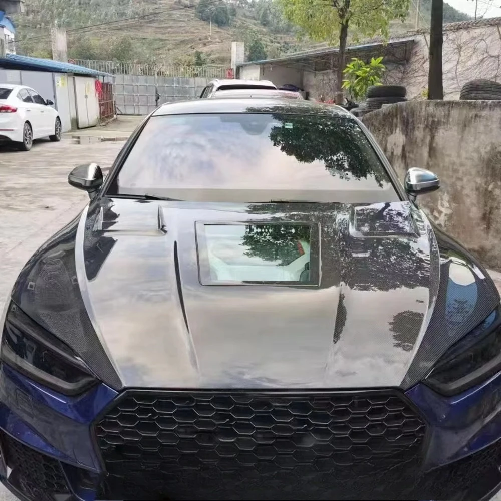 High Quality Wet Carbon Fiber 001 Style Front Engine Bonnet Hood for S5 2018