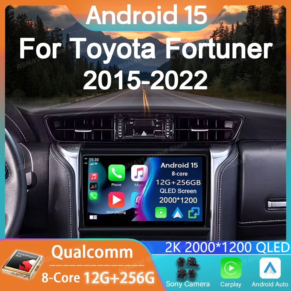Car Radio Android 15 For Toyota Fortuner 2 2015 2016 2017 2018 2019 2020 GPS Carplay Multimedia Player Navigation Auto Head Unit