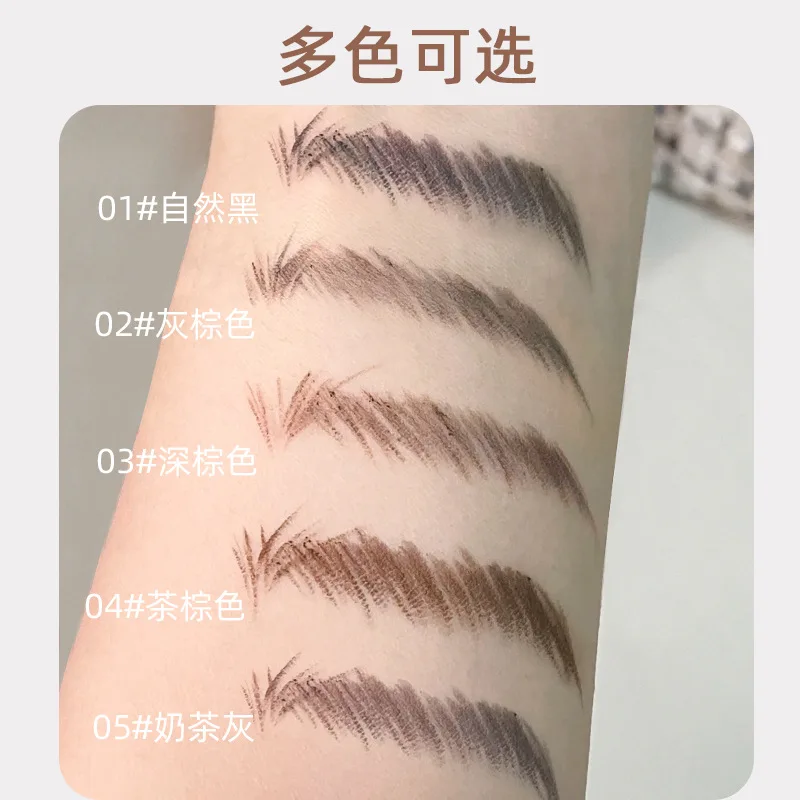Liren lápis de sobrancelha três em um, duas cabeças, triangular, natural, esboço tridimensional, à prova d'água e à prova de suor