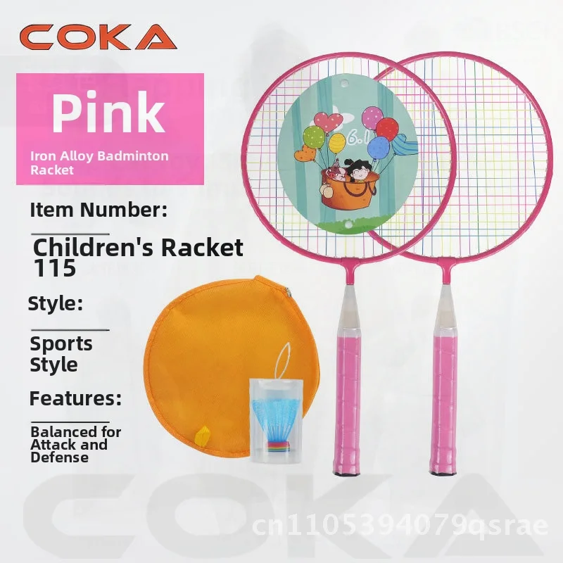 

Coco Kids Badminton Racket Set for Toddlers 3-5 Years Old Blue/Pink Iron Alloy Frame Lightweight 95g Dual Racket with Ball