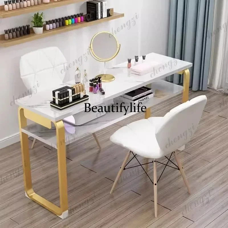 

E182 Designer Nail Tables Double Beauty Shop Salon Furniture Professional Manicure Tables Double-layer Manicure Table